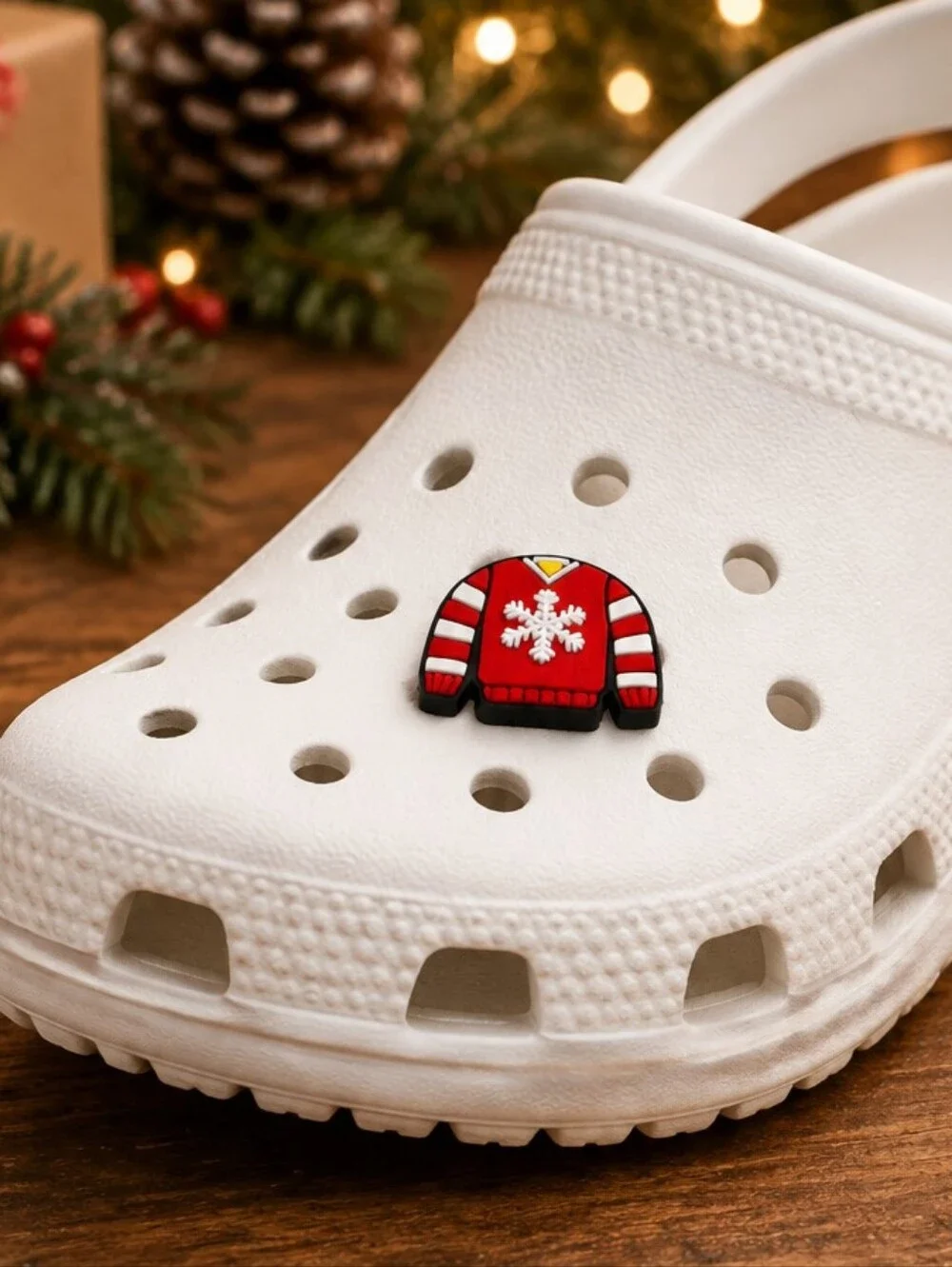 Christmas Sweater Croc Shoe Charm Red Snowflake Holiday Winter Jibbitz Style